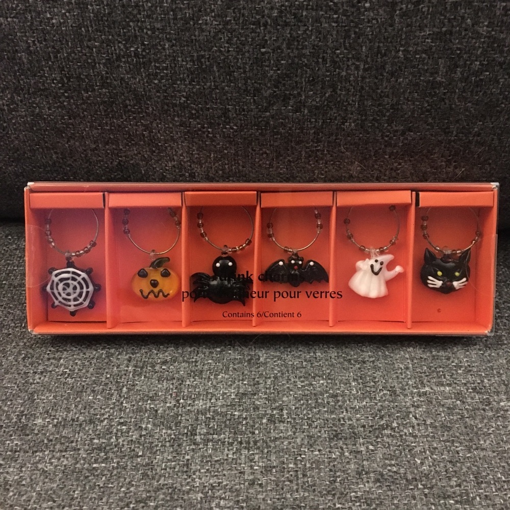 NWT Pier 1 Imports Glass Halloween Wine Charms 🎃
